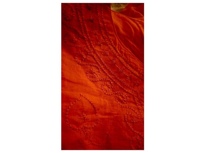 Autre Marque Túnica naranja de algodón con bordados - vista 5