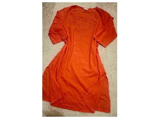 Autre Marque Túnica naranja de algodón con bordados - vista 6