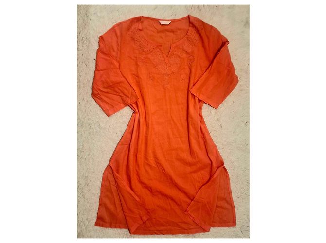 Autre Marque Túnica naranja de algodón con bordados - vista 7