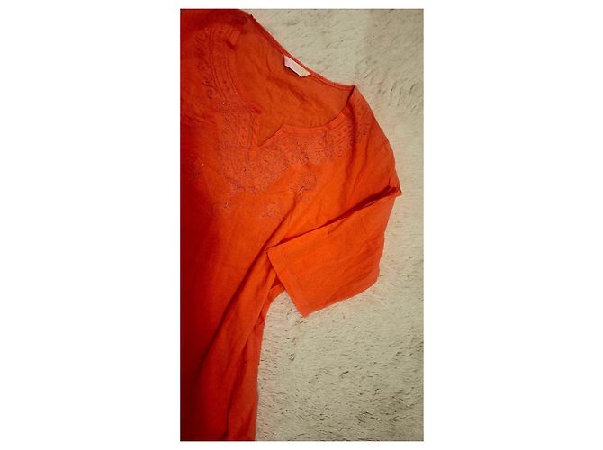 Autre Marque Túnica naranja de algodón con bordados - vista 9