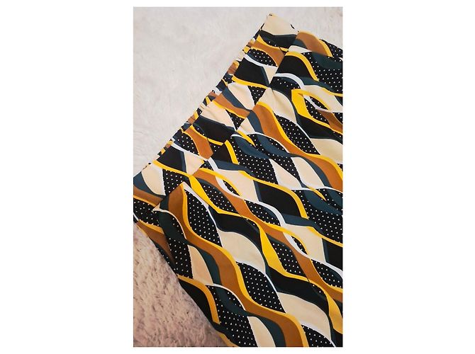 Autre Marque Pantalones palazzo estampados Castaño Negro Multicolor Crudo Amarillo Verde oscuro - vista 4