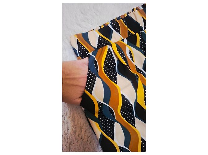 Autre Marque Pantalones palazzo estampados Castaño Negro Multicolor Crudo Amarillo Verde oscuro - vista 5
