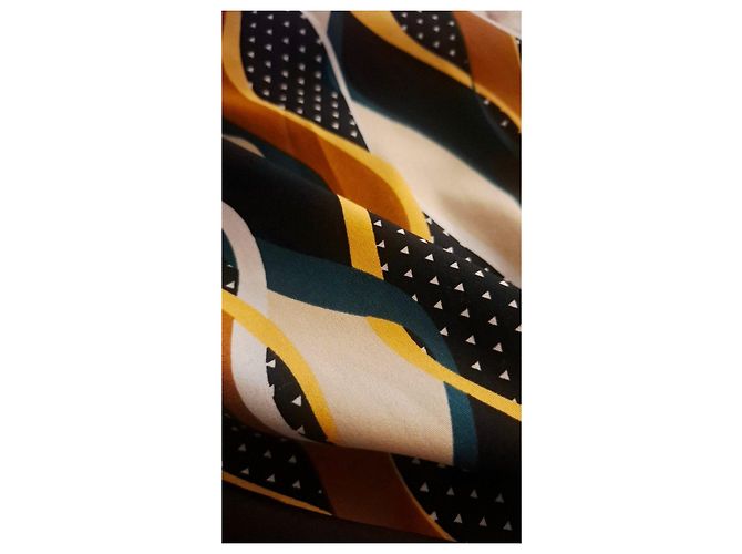 Autre Marque Pantalones palazzo estampados Castaño Negro Multicolor Crudo Amarillo Verde oscuro - vista 7