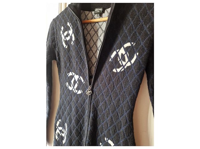 Chanel Coco Neige 2019 – Mono CC Logo de Lana & Cachemira – Talla 36 Azul marino - vista 5