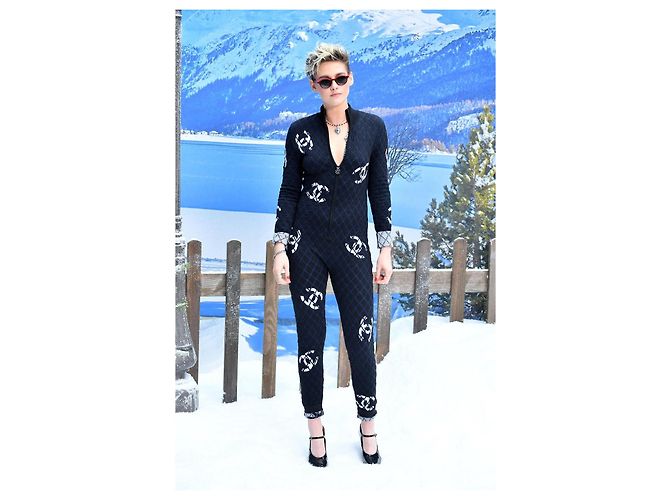 Chanel Coco Neige 2019 – Mono CC Logo de Lana & Cachemira – Talla 36 Azul marino - vista 8