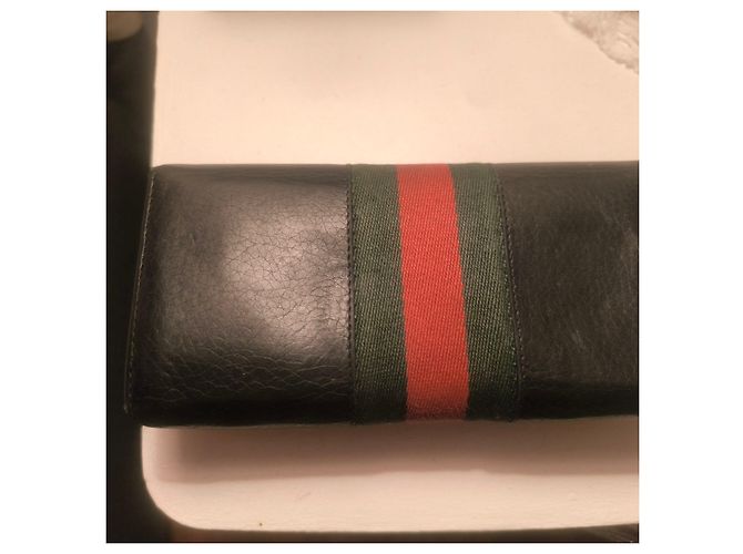 Cartera Gucci Horsebit en cuero negro con cinta Web - vista 3
