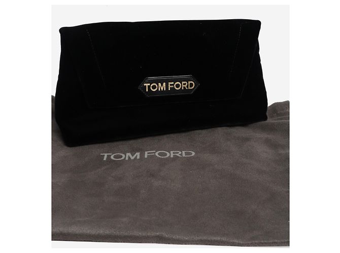 Tom Ford Borsa a spalla in velluto nero con catena - vista 8