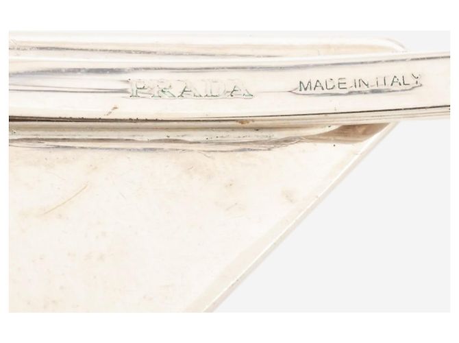 Prada Fermaglio per capelli in metallo bianco con logo - vista 3