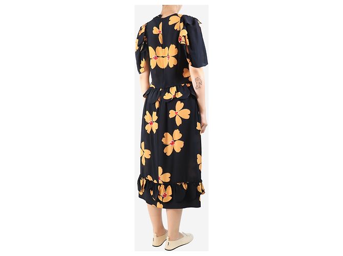 Simone Rocha Vestido floral de seda negra - talla UK 14 - vista 2