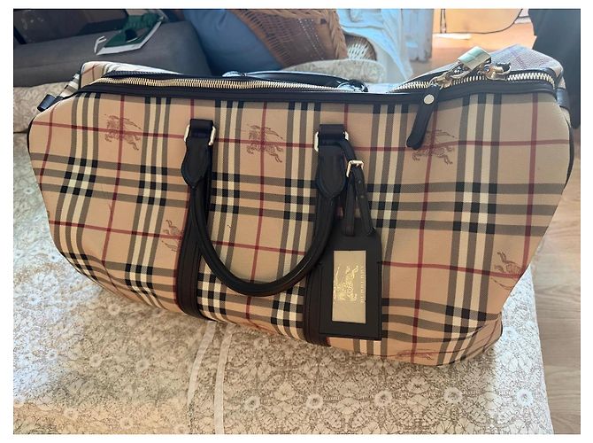 Borsa da Viaggio Burberry Check Marrone Rosso Beige - vista 11