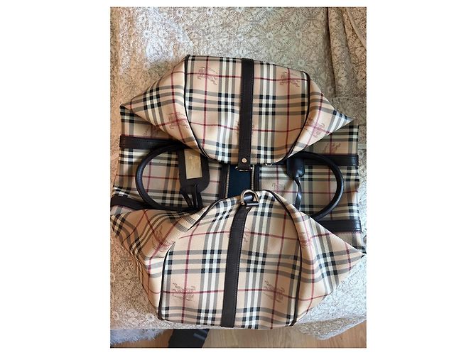 Borsa da Viaggio Burberry Check Marrone Rosso Beige - vista 12