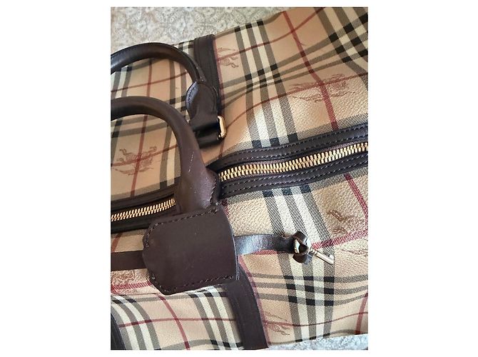 Borsa da Viaggio Burberry Check Marrone Rosso Beige - vista 3