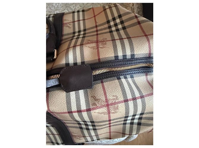 Borsa da Viaggio Burberry Check Marrone Rosso Beige - vista 4