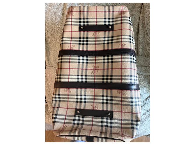 Borsa da Viaggio Burberry Check Marrone Rosso Beige - vista 5