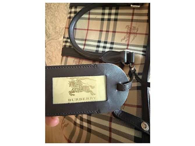 Borsa da Viaggio Burberry Check Marrone Rosso Beige - vista 6
