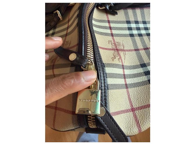 Borsa da Viaggio Burberry Check Marrone Rosso Beige - vista 7