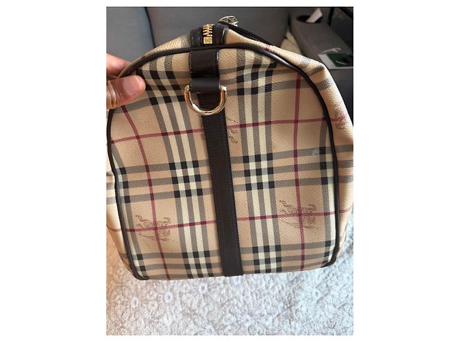 Borsa da Viaggio Burberry Check Marrone Rosso Beige - vista 8