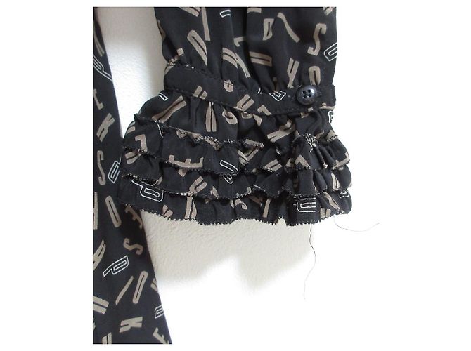 Autre Marque Abito camicia con volant e stampa del logo PINK HOUSE Nero - vista 10