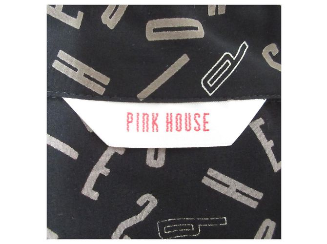 Autre Marque Abito camicia con volant e stampa del logo PINK HOUSE Nero - vista 7