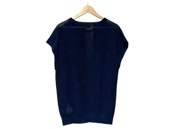Top de punto de lino Mackintosh London Azul - vista 2