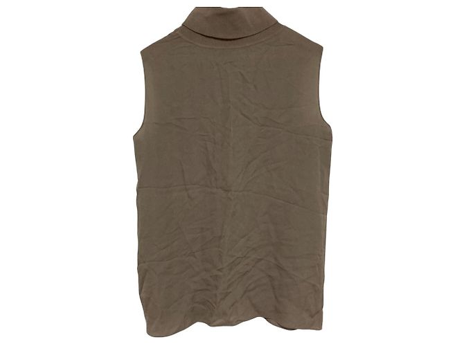 Top de cuello alto de seda Theory Combo Beige - vista 4