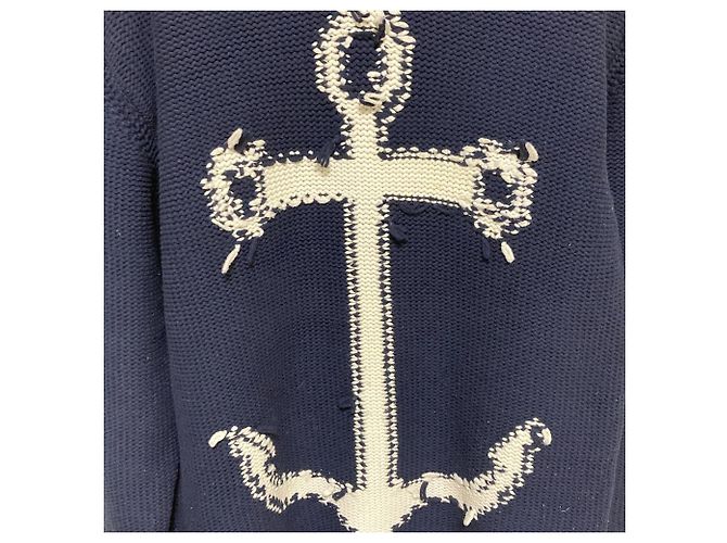 Autre Marque Strickpullover mit Anker-Motiv N°21 Blau Marineblau - Ansicht 4
