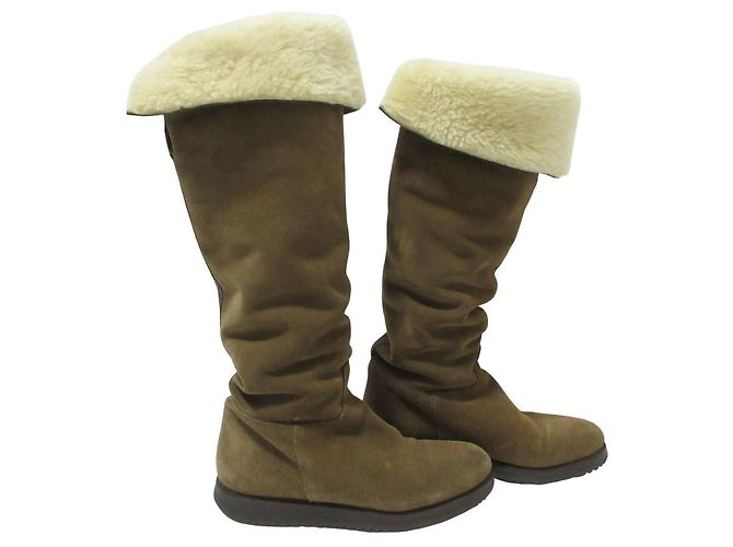 Botas largas de shearling Salvatore Ferragamo Castaño - vista 3