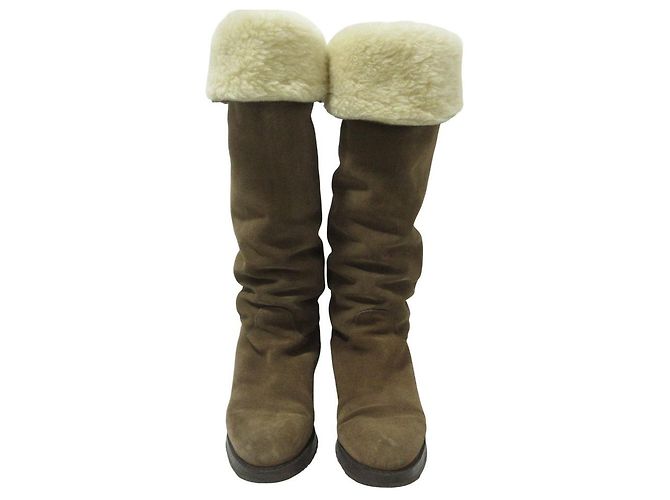Botas largas de shearling Salvatore Ferragamo Castaño - vista 5