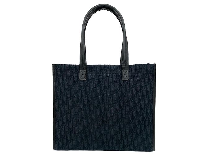 Christian Dior Oblique Canvas Leder Tragetasche Schwarz - Ansicht 4