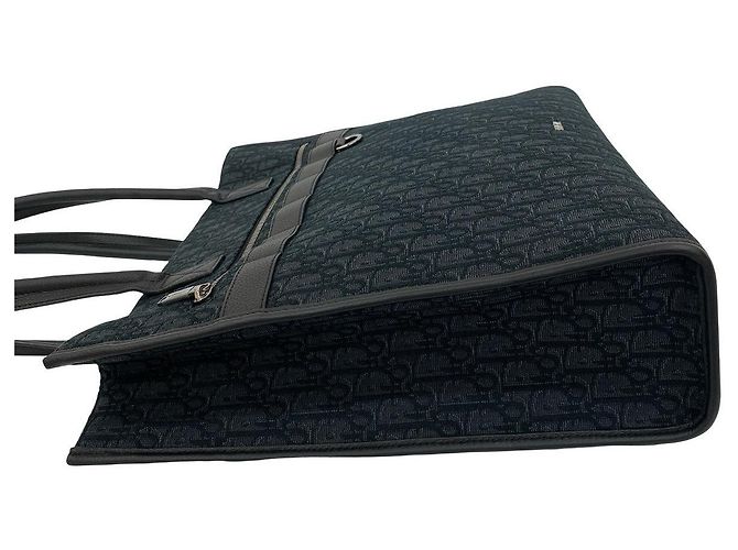 Christian Dior Oblique Canvas Leder Tragetasche Schwarz - Ansicht 6