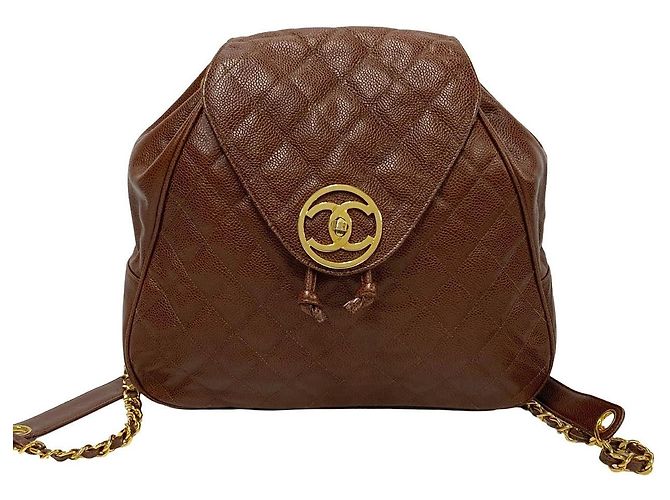 Timeless Chanel Matelassé Caviar Leder Rucksack Braun - Ansicht 2