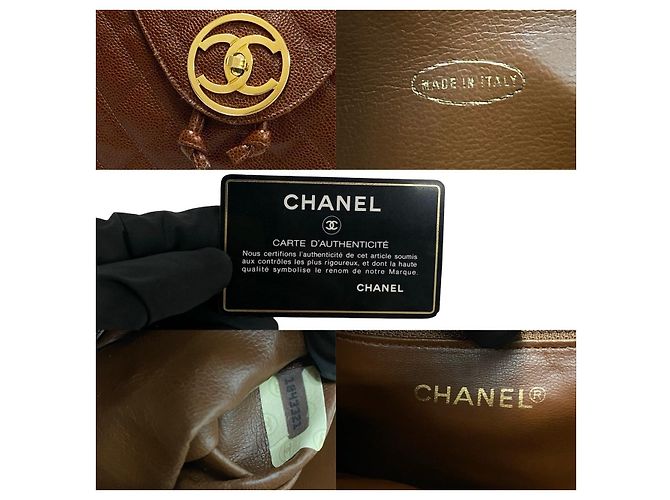 Timeless Chanel Matelassé Caviar Leder Rucksack Braun - Ansicht 4