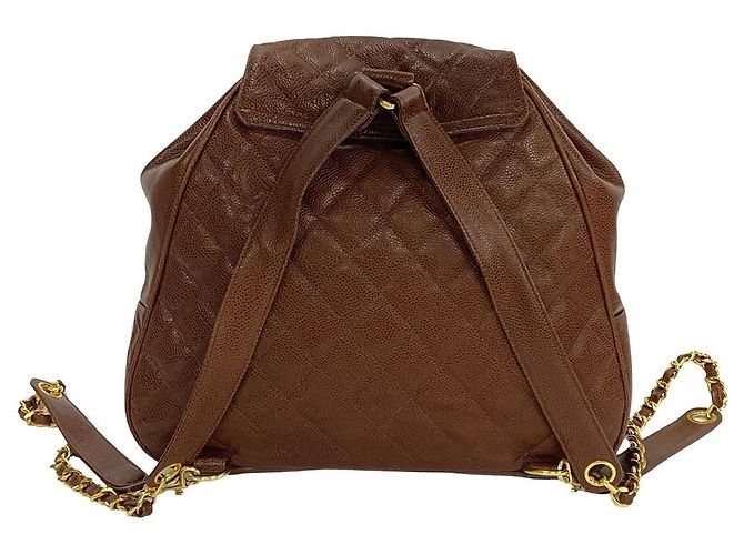 Timeless Chanel Matelassé Caviar Leder Rucksack Braun - Ansicht 5