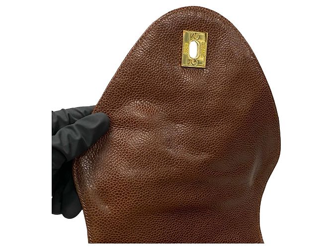 Timeless Chanel Matelassé Caviar Leder Rucksack Braun - Ansicht 9