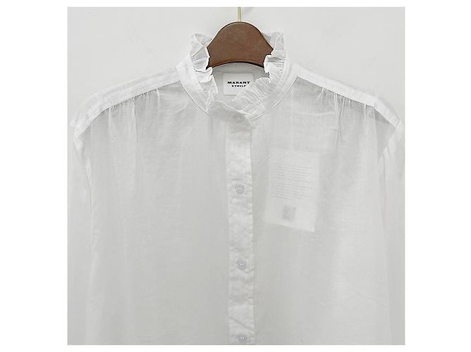Isabel Marant Etpull GAMBLE Blusa di cotone bianca Bianco - vista 11
