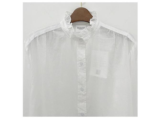 Isabel Marant Etpull GAMBLE Blusa di cotone bianca Bianco - vista 4