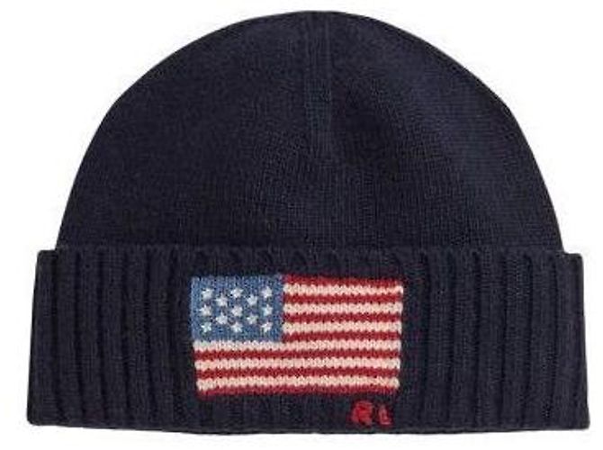 Ralph Lauren Flag Intarsia Wool Blend Beanie Blue - view 4