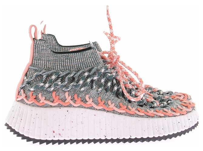 Chloé Sneakers "Nama" rosa e grigio - vista 2