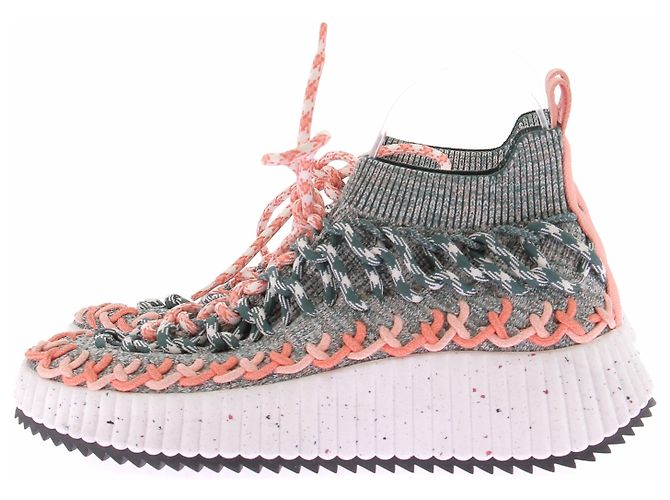 Chloé Sneakers "Nama" rosa e grigio - vista 3