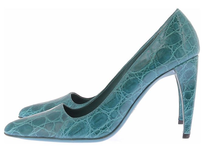 Prada Décolleté blu in pelle - vista 3