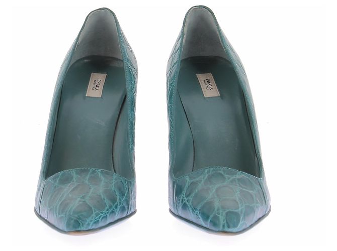 Prada Décolleté blu in pelle - vista 4