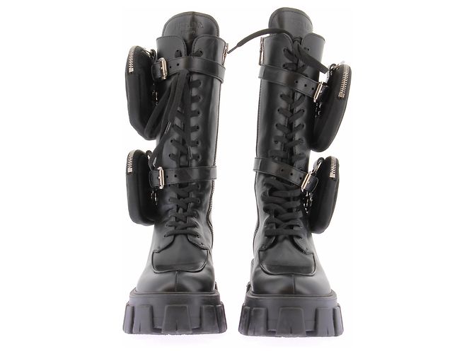 Prada Botas de cuero negras "Monolith" Negro - vista 4
