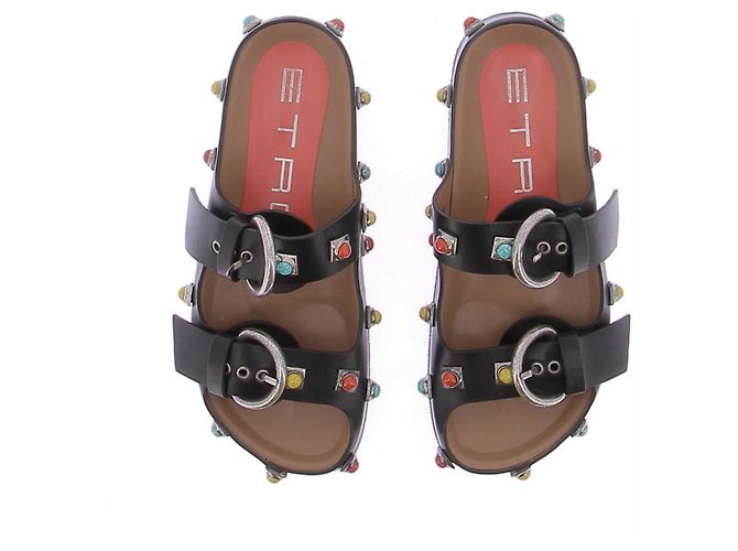 Etro Mule aperte nere in pelle Nero - vista 6