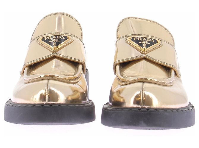 Prada Mocassini dorati in pelle D'oro - vista 4
