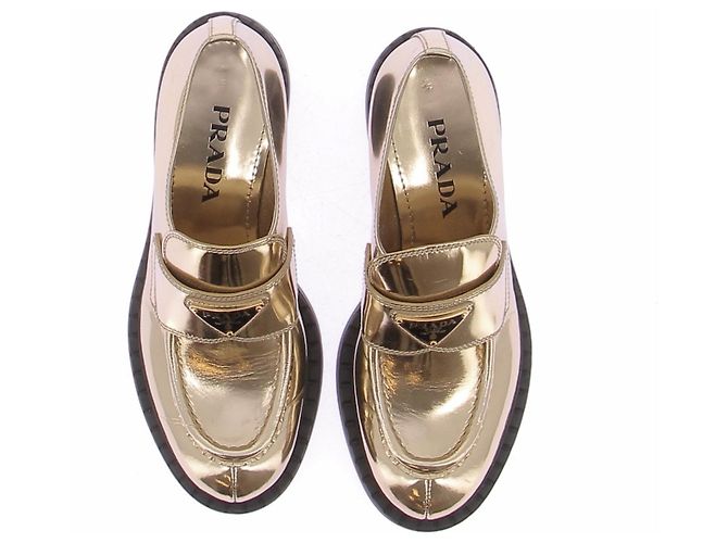 Prada Mocassini dorati in pelle D'oro - vista 6