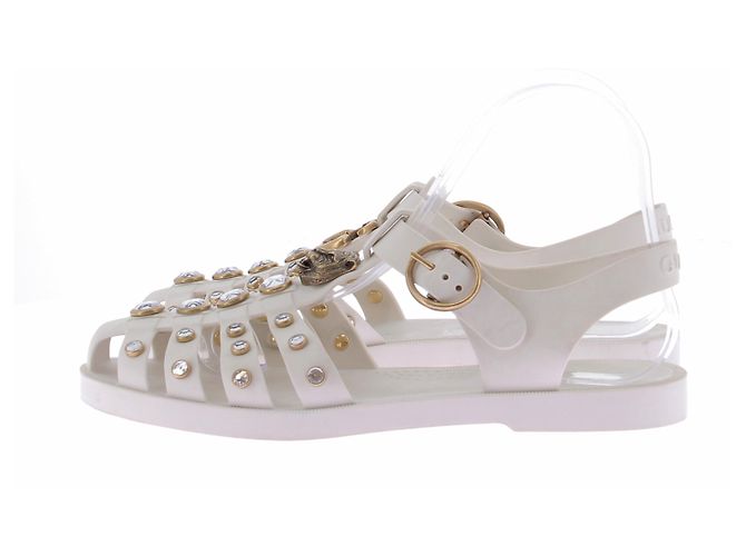 Gucci Sandali bianchi con doppio g Bianco - vista 3