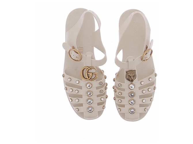 Gucci Sandali bianchi con doppio g Bianco - vista 6