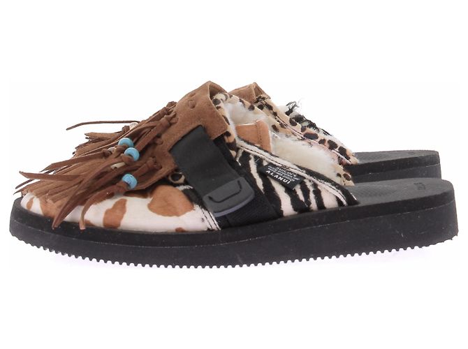 Autre Marque Mules marrones con flecos Castaño - vista 3