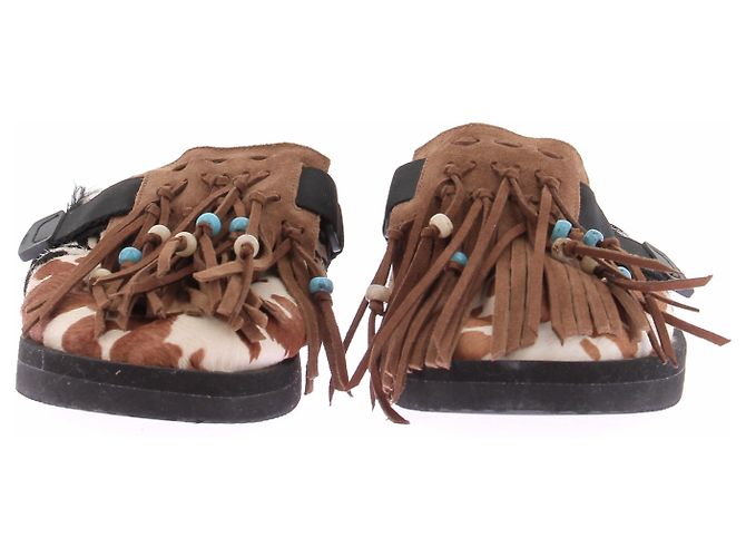 Autre Marque Mules marrones con flecos Castaño - vista 4