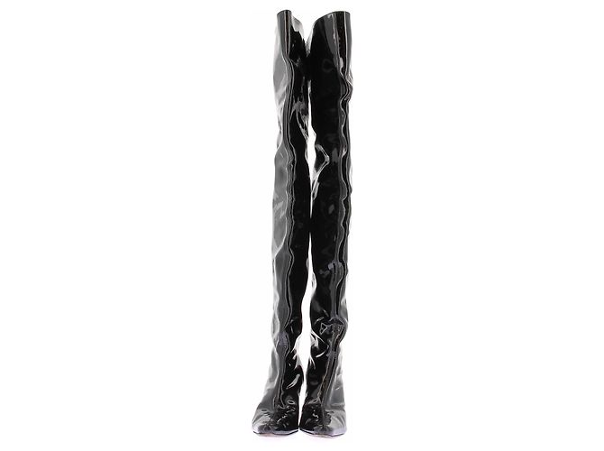 By Far Schwarze Lackleder-Stiefel mit Absatz - Ansicht 4